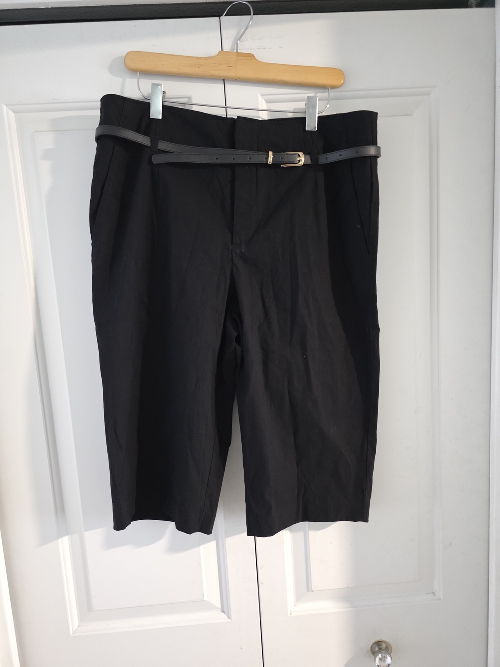 Anthropologie Black Bermuda Shorts with Slim Belt